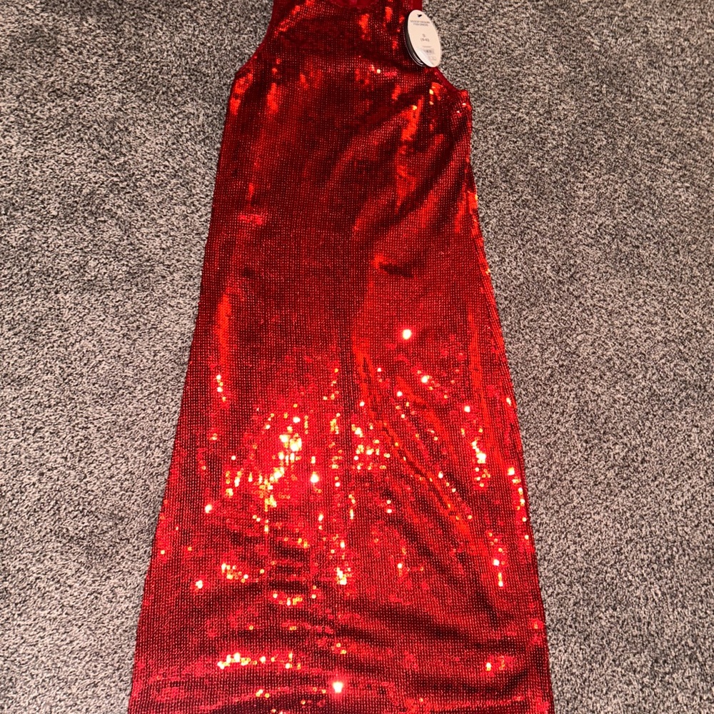 Red Sequin Sleeveless Dress